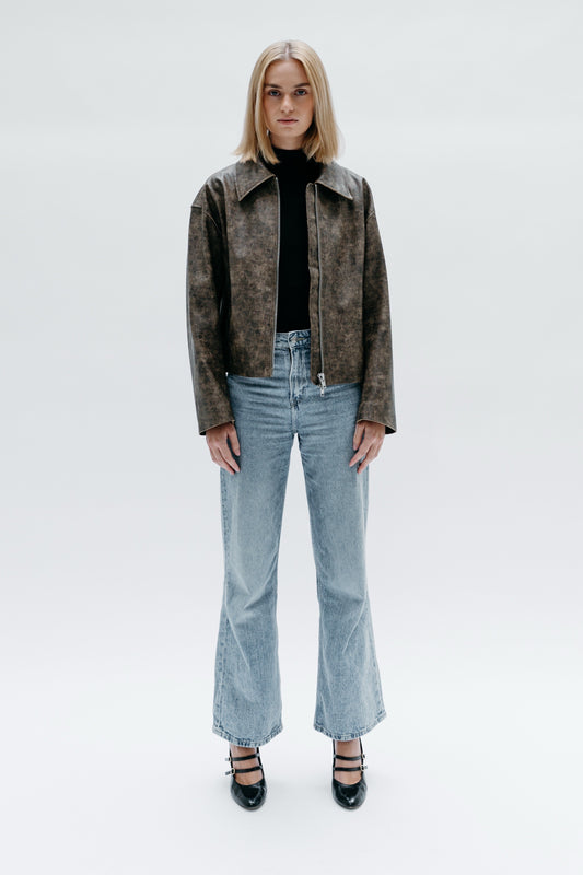 Veste en cuir marron Ayvaz - Capsule n° 01 (Vision féminine)