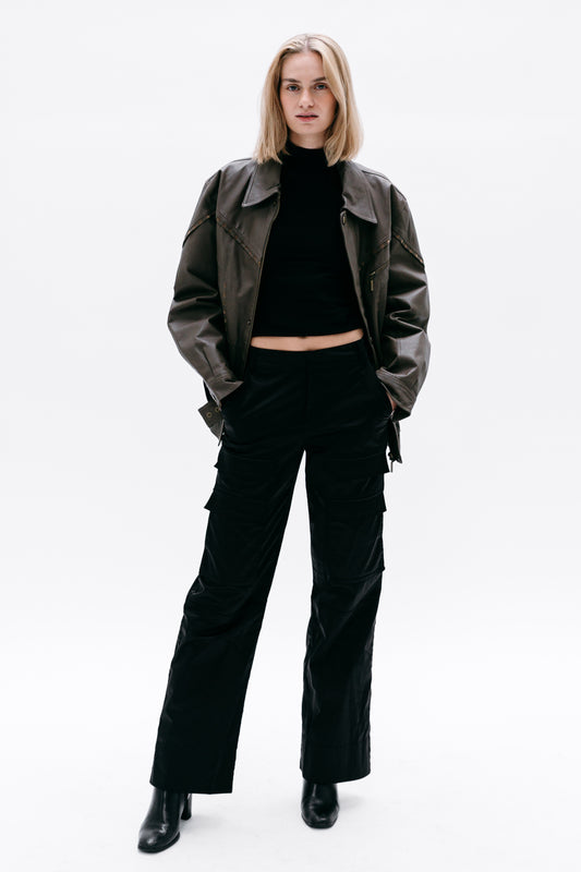 Blouson Cuir Kaki Shaliko - Capsule No 01 (Female Vision)