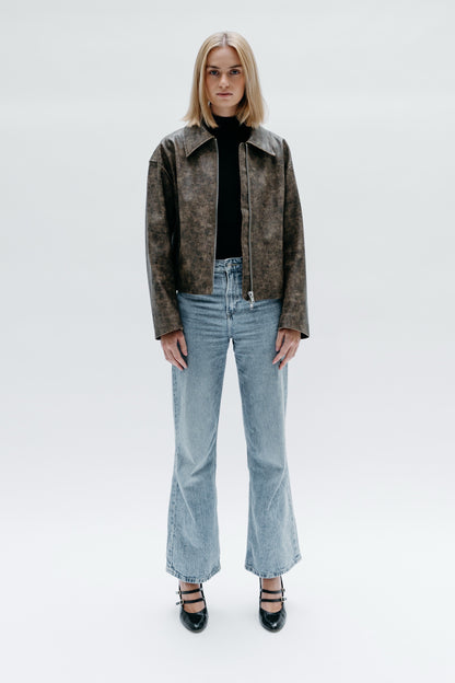 Brown Leather Jacket Ayvaz - Capsule No 01