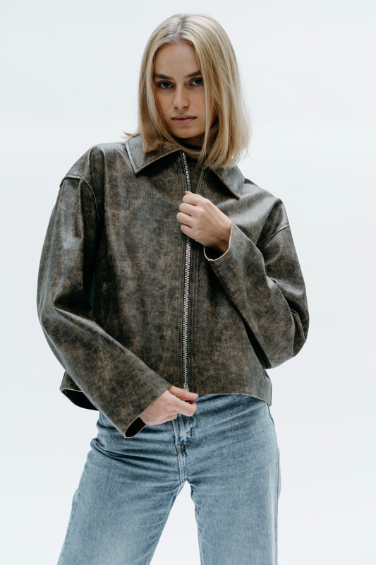Brown Leather Jacket Ayvaz - Capsule No 01