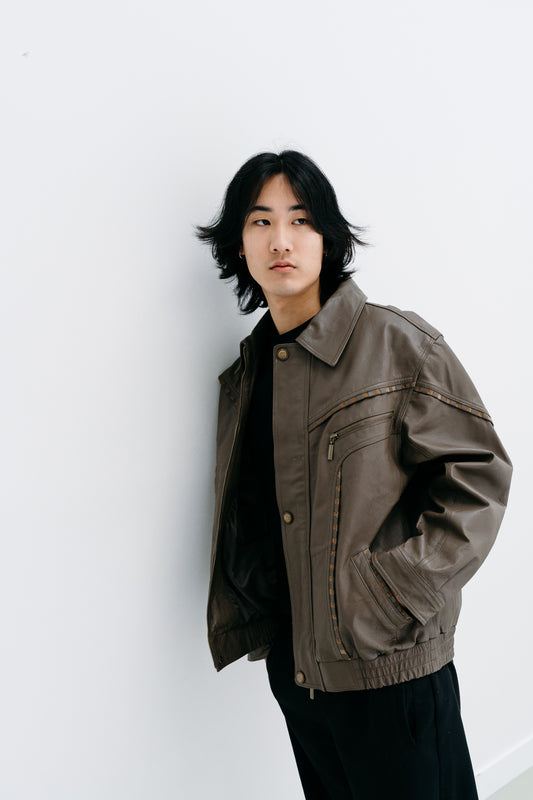 Leather Khaki Jacket Shaliko - Capsule No 01