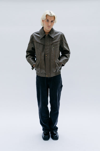 Leather Khaki Jacket Shaliko - Capsule No 01