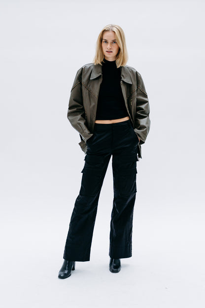 Leather Khaki Jacket Shaliko - Capsule No 01