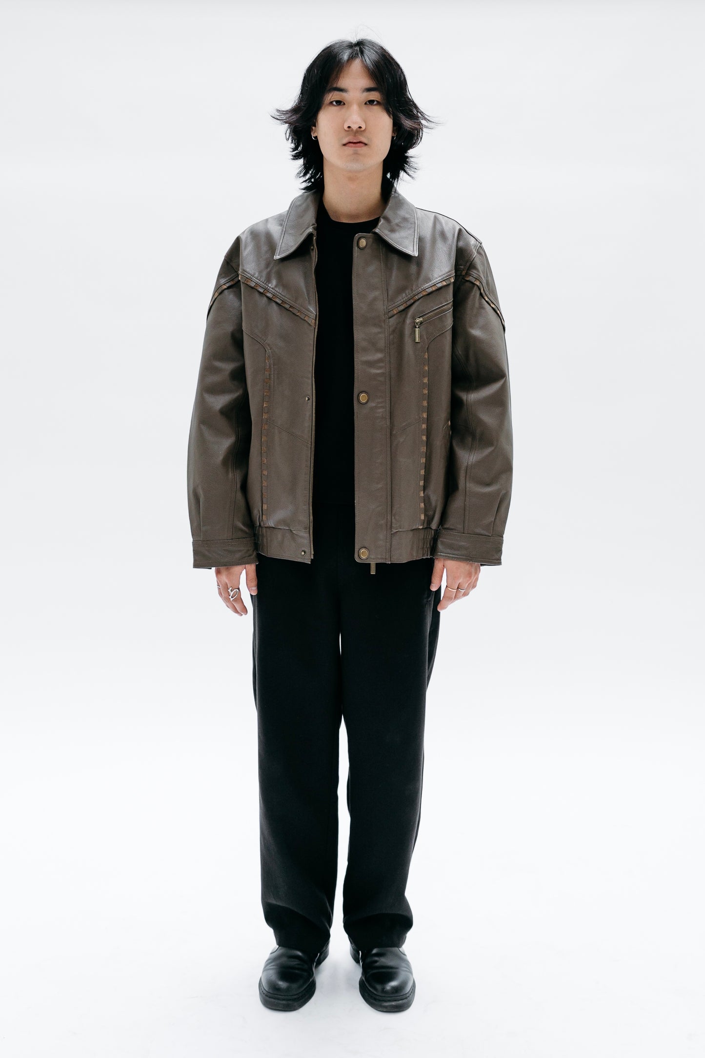 Khaki Leather Jacket Shaliko - Capsule No 01 (Male Vision)