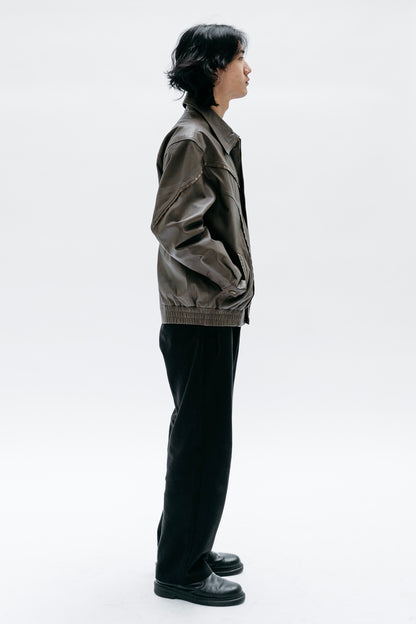 Khaki Leather Jacket Shaliko - Capsule No 01 (Male Vision)