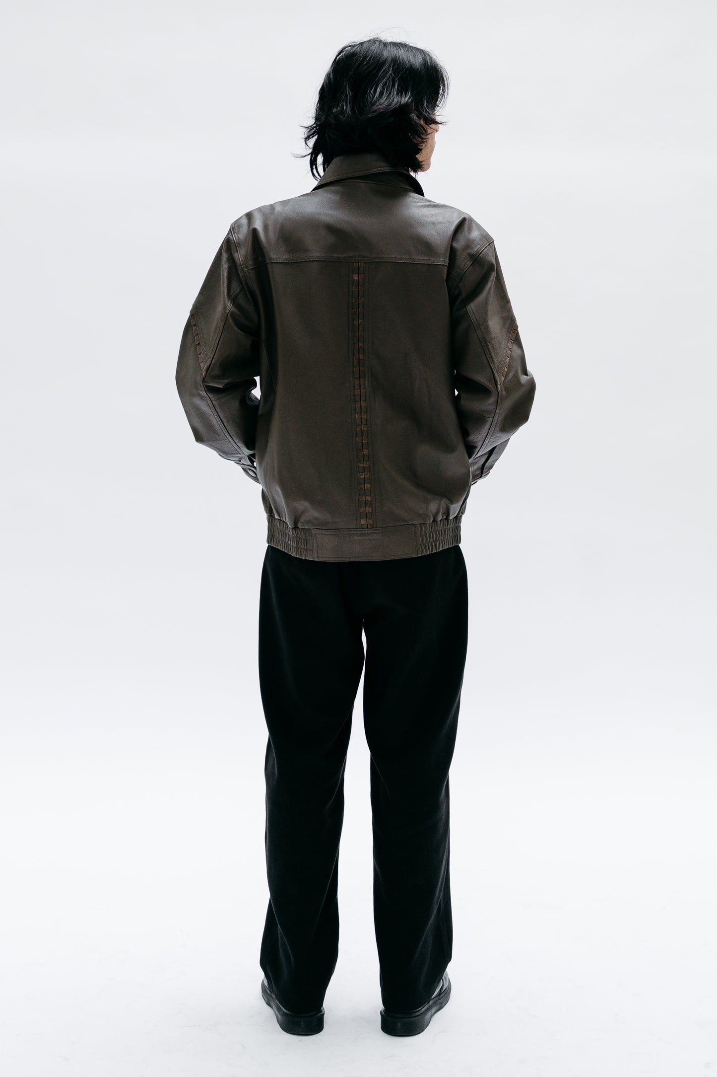 Khaki Leather Jacket Shaliko - Capsule No 01 (Male Vision)