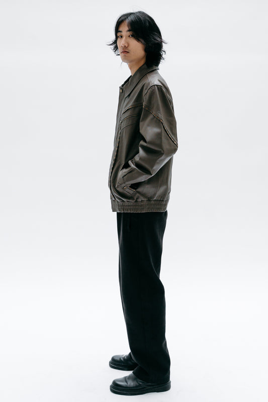 Veste en cuir kaki Shaliko - Capsule No 01 (Male Vision)