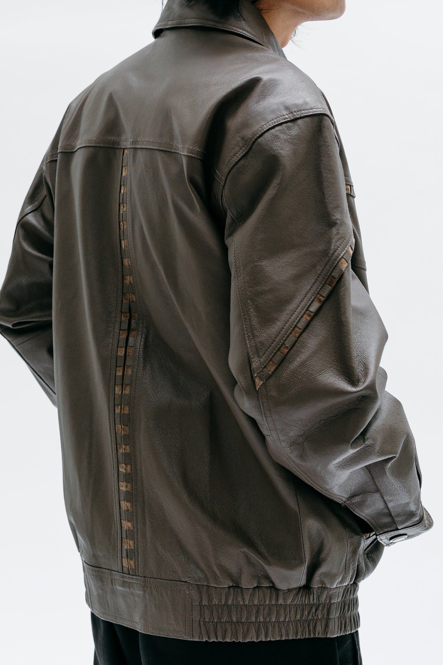 Khaki Leather Jacket Shaliko - Capsule No 01 (Male Vision)