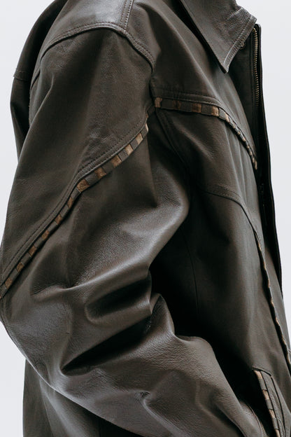 Khaki Leather Jacket Shaliko - Capsule No 01 (Male Vision)