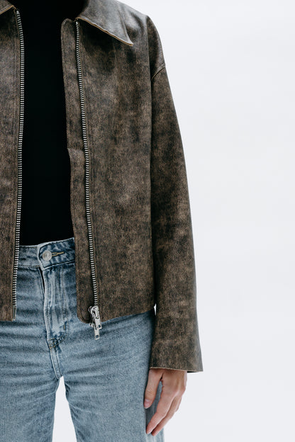 Brown Leather Jacket Ayvaz - Capsule No 01 (Female Vision)