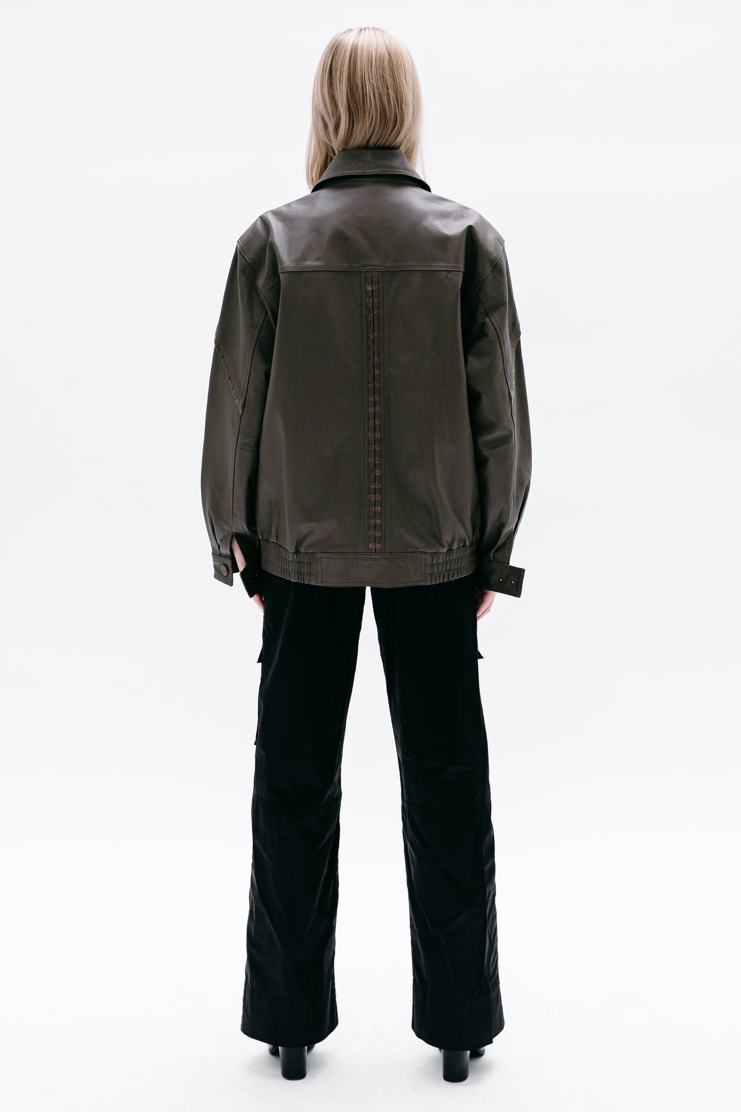 Khaki Leather Jacket Shaliko - Capsule No 01 (Female Vision)