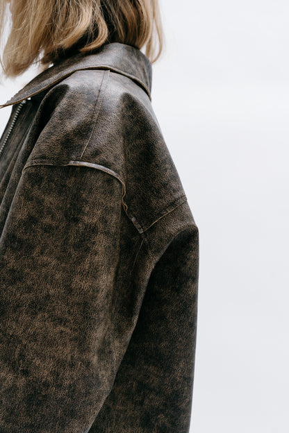 Brown Leather Jacket Ayvaz - Capsule No 01 (Female Vision)