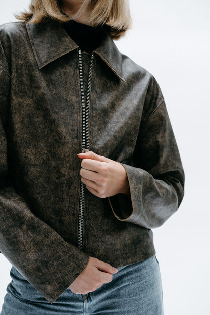 Brown Leather Jacket Ayvaz - Capsule No 01 (Female Vision)