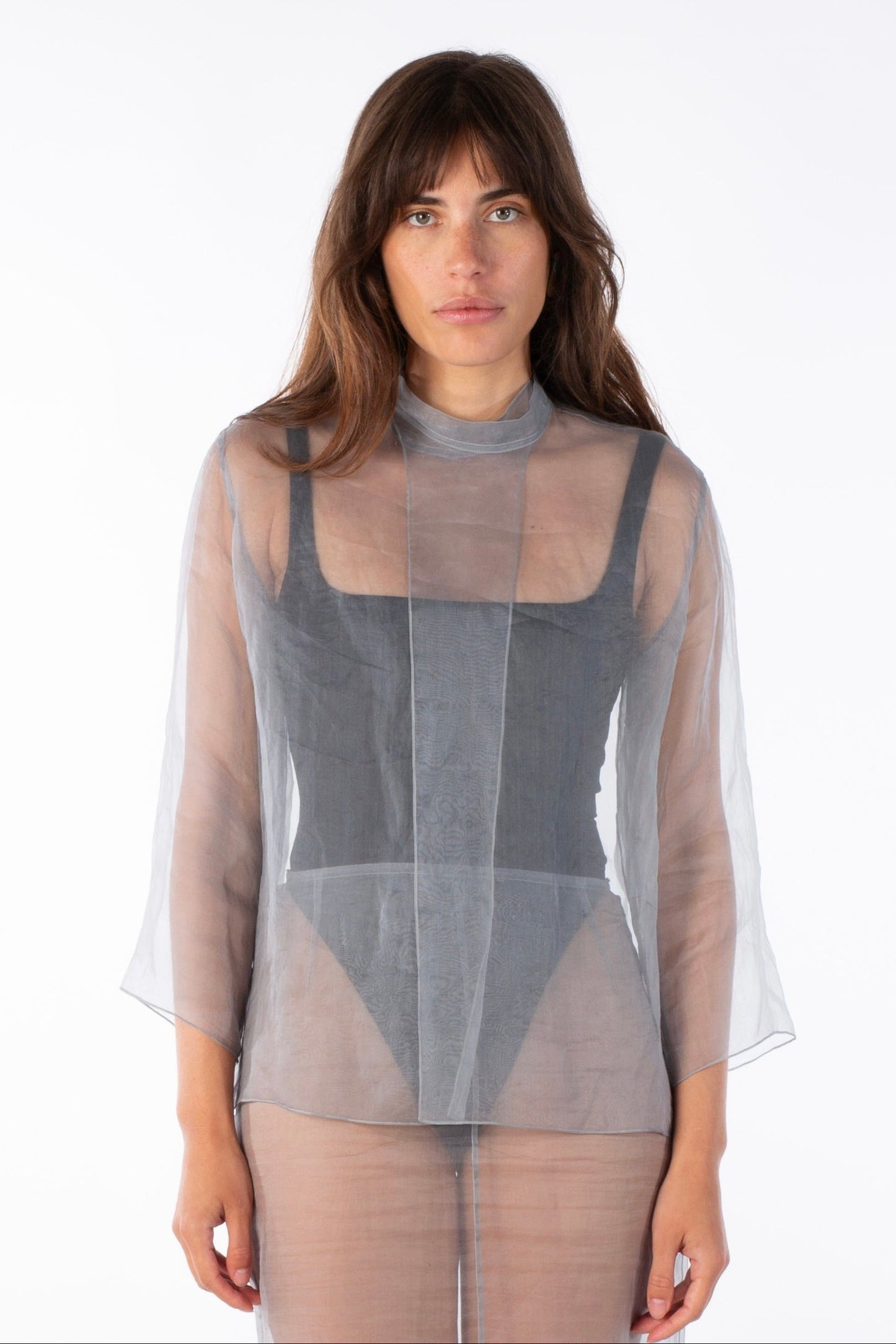 Mist Contour Top - Transparent Silk Organza Top