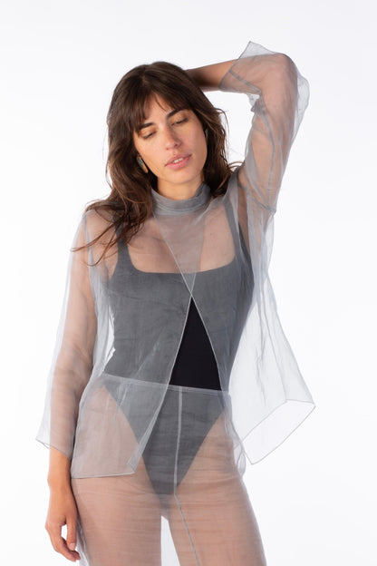 Mist Contour Top - Transparent Silk Organza Top
