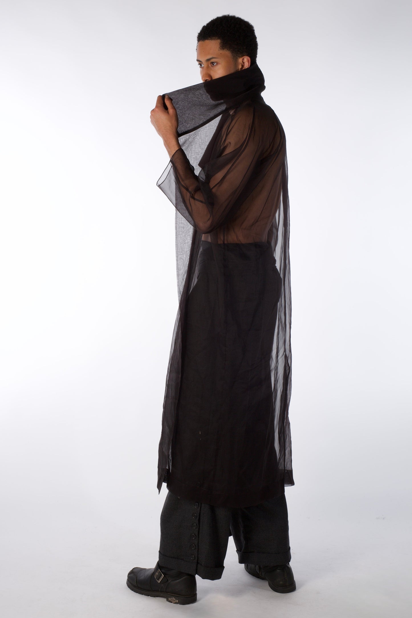 Mist Contour Coat – Transparent Silk Organza Coat (Male Version)