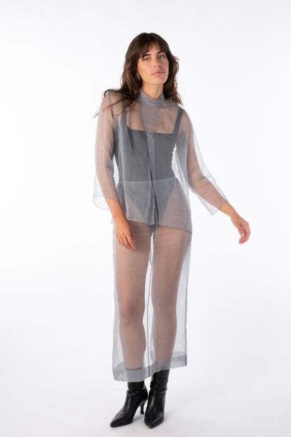 Mist Contour Top - Transparent Silk Organza Top