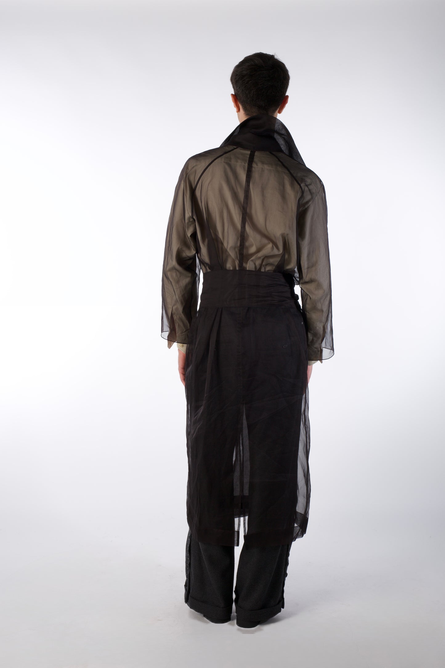 Mist Contour Coat – Transparent Silk Organza Coat (Male Version)