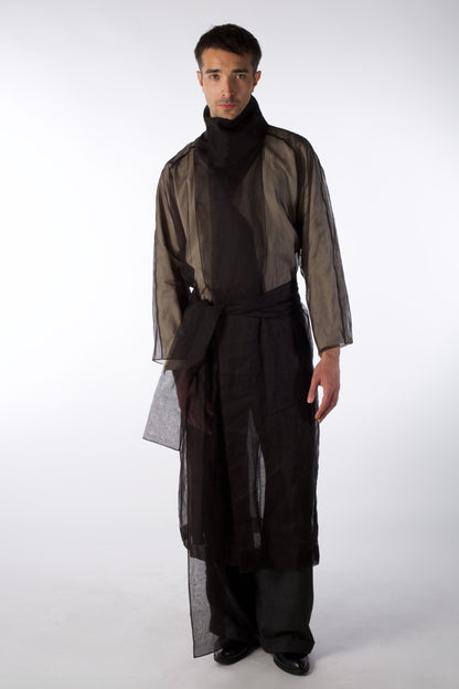 Mist Contour Coat – Transparent Silk Organza Coat (Male Version)