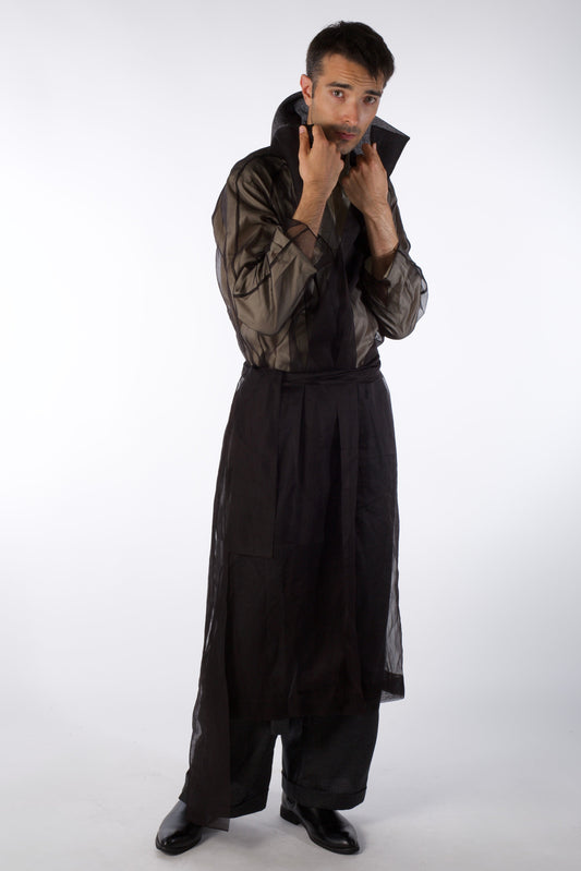 Mist Contour Coat – Transparent Silk Organza Coat (Male Version)